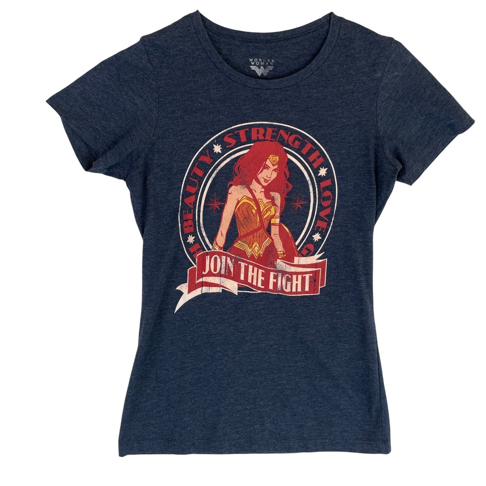 Wonder Woman Graphic T Shirt Womens S Blue Join The Fight Beauty Strength Love